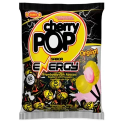 Pirulito Cherry Pop Energy Recheio Chiclete c/50 - Sams