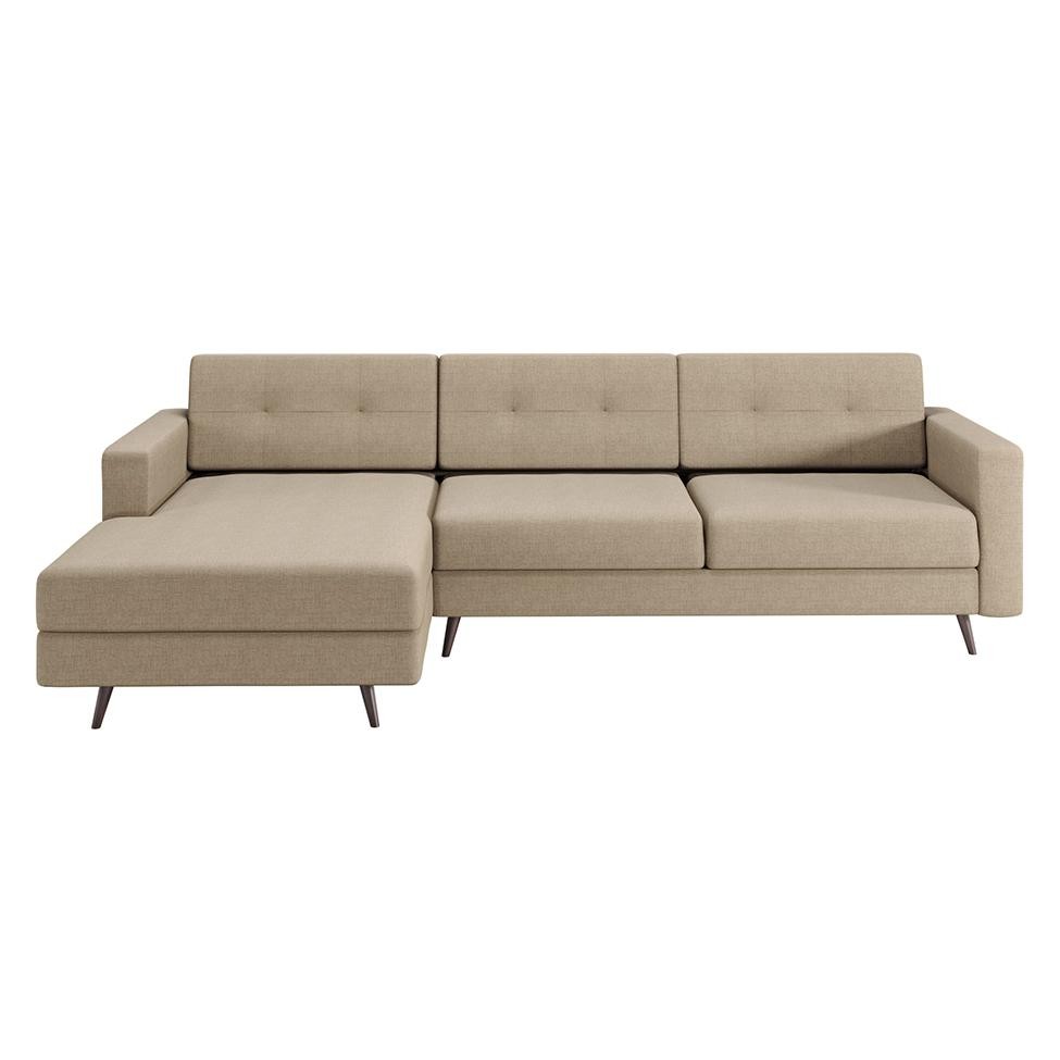 Detalhes do Sofá 3 Lugares Living com Chaise Esquerdo Pé Palito Linho Cotton Bege