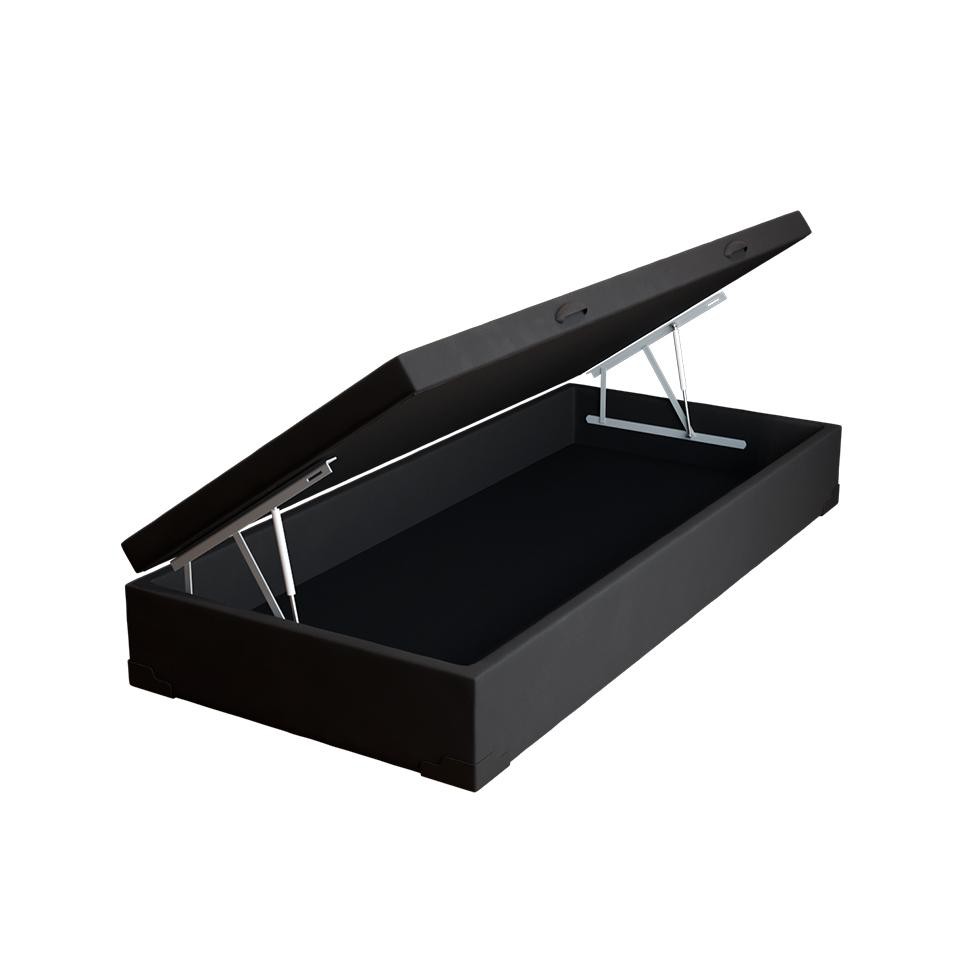 Base para Cama Box Solteiro Martin Premium com Baú Suede (47x88x188) Preta - Home & Living