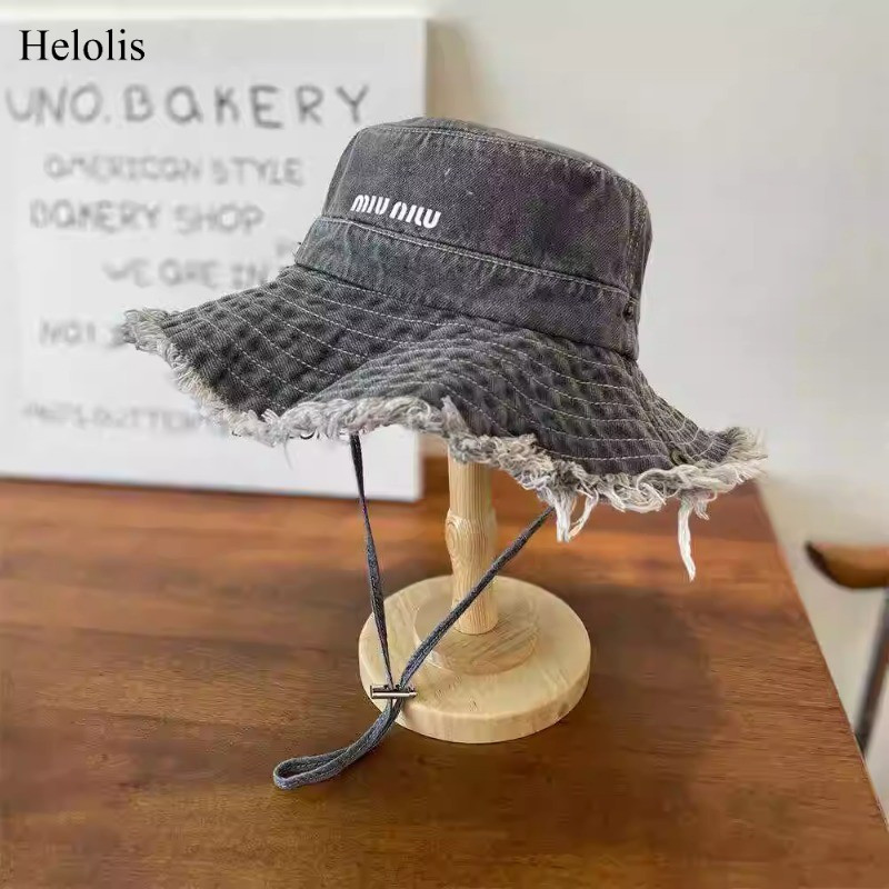 Helolis Chapéu Balde Jeans Lavado Retro Aba Grande Chapéu Ao Ar Livre Homens Mulheres Casais em Oferta na Shopee
