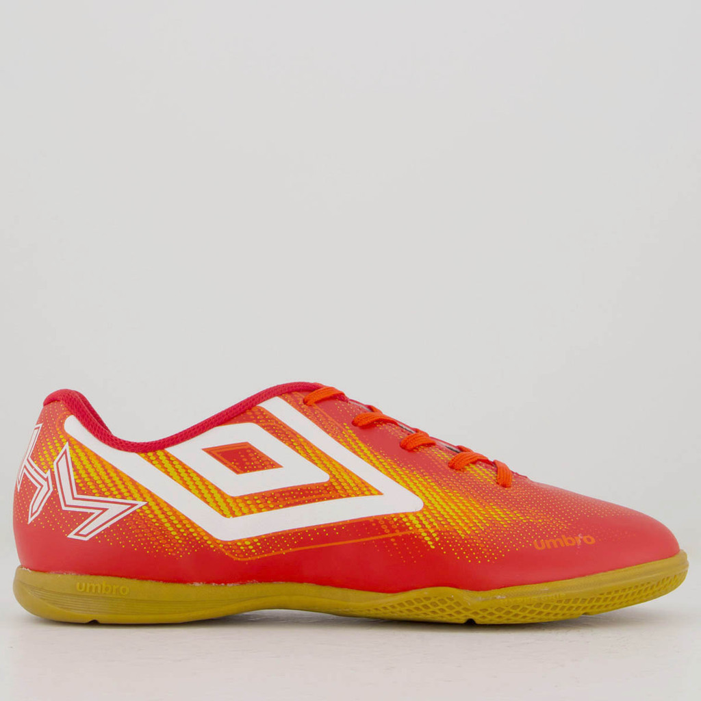 Chuteira Umbro Heatmap Futsal Vermelha e Laranja em Oferta na Shopee