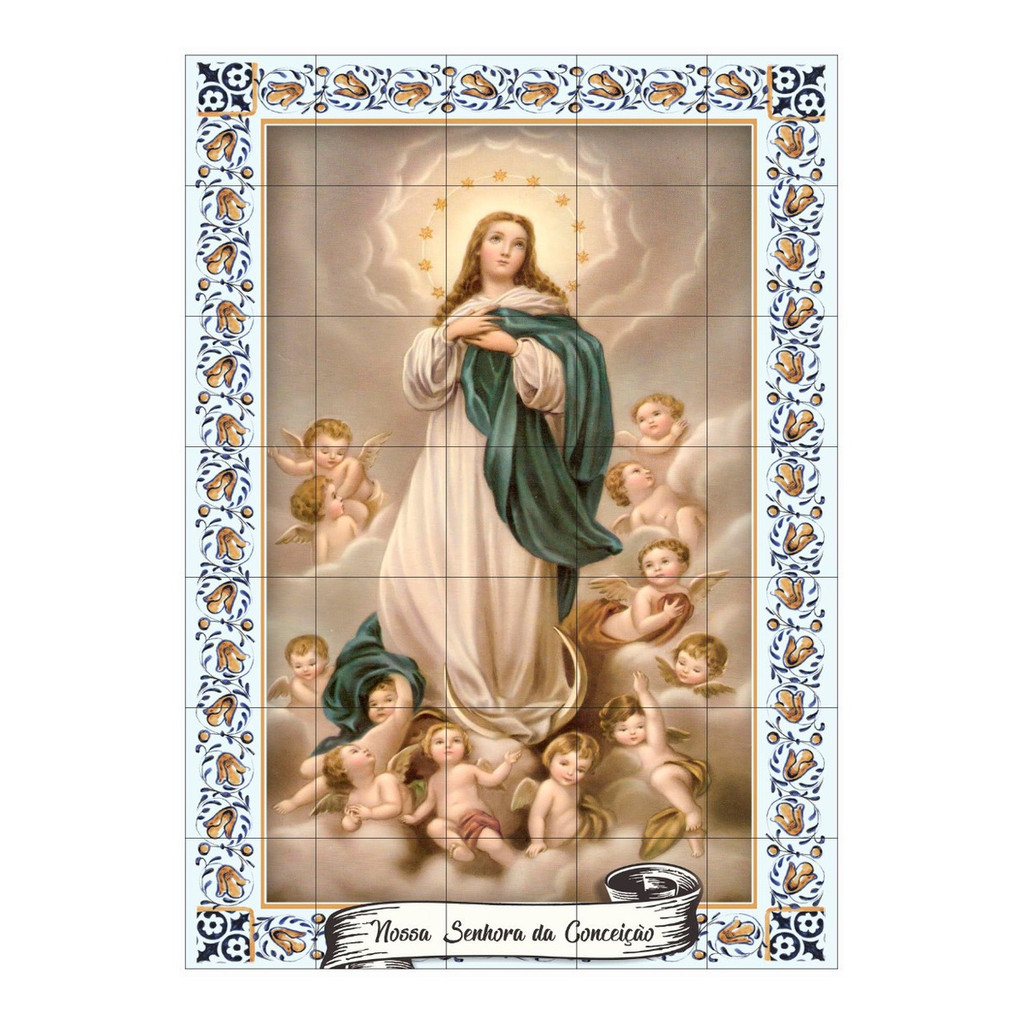 Quadro Nossa Senhora Da Conceição Azulejo 1,00x1,40 Azulejo