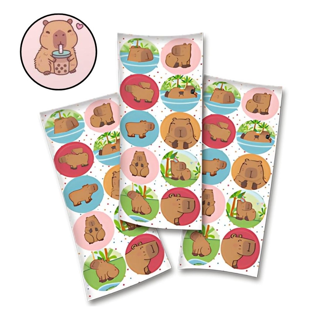 30~120 ADESIVO FESTA CAPIVARA REDONDO FESTCOLOR - Stationery
