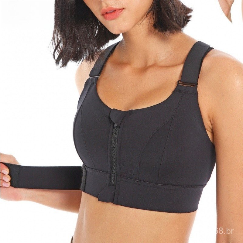 Top Alta Sustentação/ Soutien Esportivos / Top Alto Impacto/ Sutiã Top academia；Crop Top Yoga Colete Frontal Com Zíper P em Oferta na Shopee