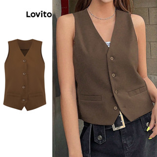 Lovito Casual Regata com Botões para Mulheres L76AD219