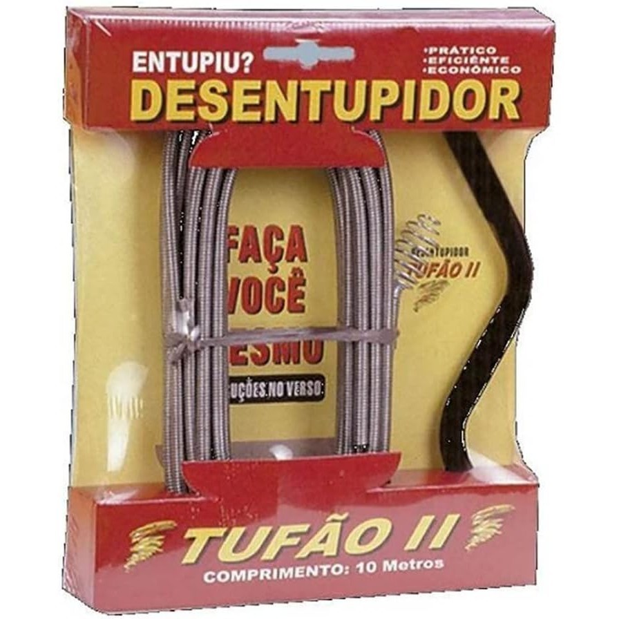 Desentupidor Tufão II Mola Aço 10m Overtime para Ralos, Tanques, Caixa Inspeção, Calhas, Tubulação de Esgoto