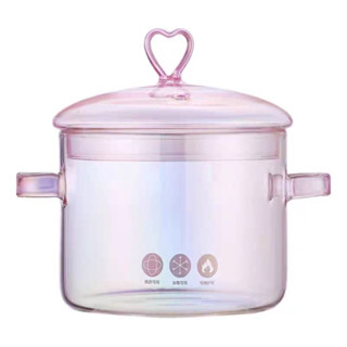 Panela De Vidro Rosa Furta-cor Panela Com Tampa 1.5l