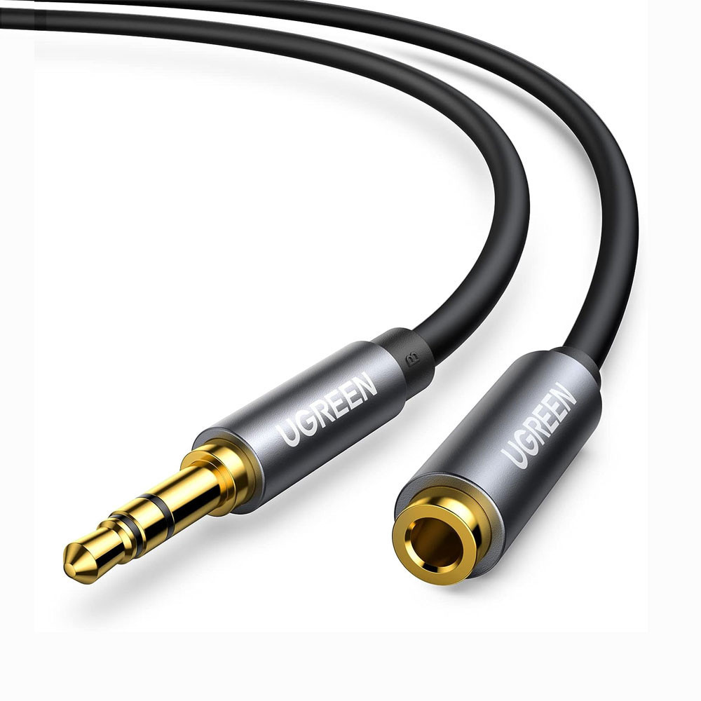 Cabo de Áudio Extensor Ugreen 3.5mm Macho/Fêmea 1 Metro Preto - Audio
