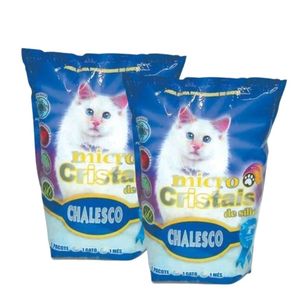 Kit 2 Areia Sanitária Micro Cristais Sílica Em Gel 1,8kg Chalesco - Pets