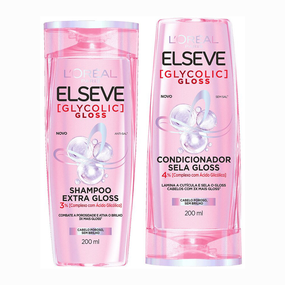 KIT ELSEVE GLYCOLIC GLOSS SHAMPOO + CONDICIONADOR 200ML