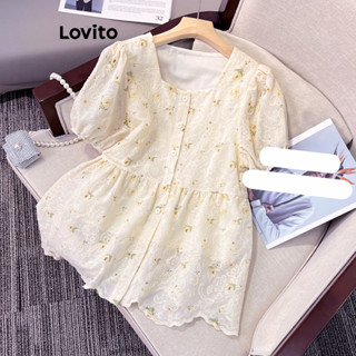 Lovito Blusa Feminina Casual Com Botões Florais LNE43253