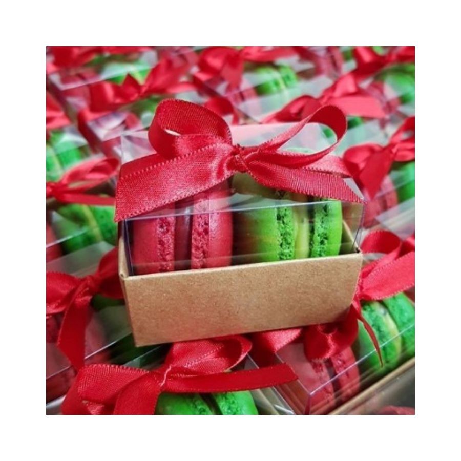 Embalagem para 2 Macarons - Kraft - Ref. CR2MK- 5x4,5x4,5 - 12 Unidades - San Felipo - Rizzo Confeitaria