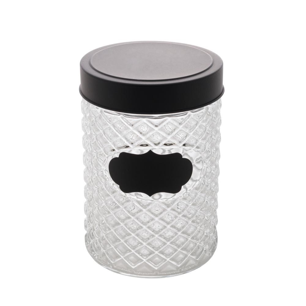 Pote de Vidro com Tampa Preta Label 11cm x 18cm em Oferta na Shopee
