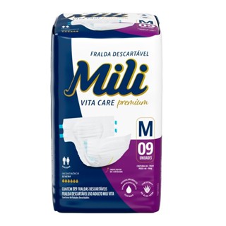 Fralda Geriátrica Mili Vita Care Tamanho M com 9 Unidades