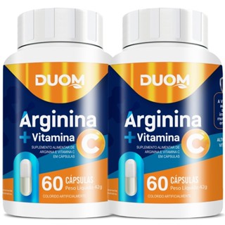KIT COM 2 ARGININA + VITAMINA C 60 CAPS CADA TOTAL 120 CÁPSULAS - DUOM em Oferta na Shopee