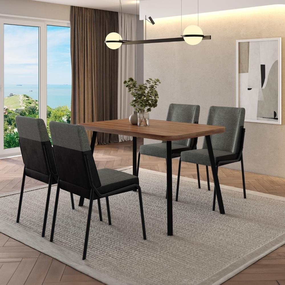 Conjunto Sala de Jantar 4 Cadeiras San Lorenzo Carraro Nog Pre em Oferta na Shopee