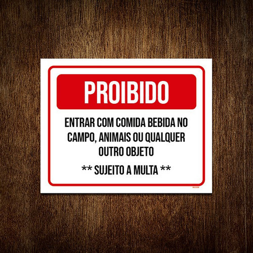 Placa Proibido Entrar Comida Bebida Campo Animais