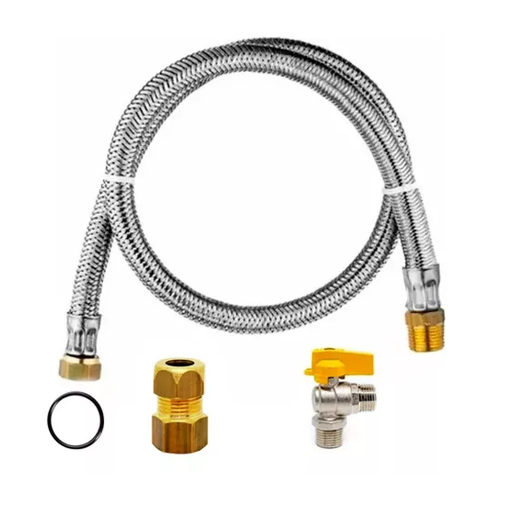 Kit Instalação Gás Natural Mangueira 1,50m P/ Fogões Cooktop