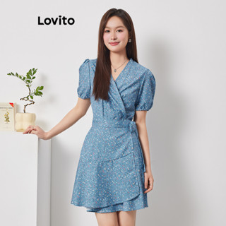 Lovito Casual Vestido Feminino com Estampa Floral e Cinto L74ED321