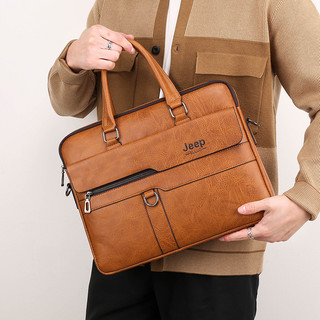 Maleta de negócios masculina Jeep Bolsa para computador de viagem de couro de grande capacidade