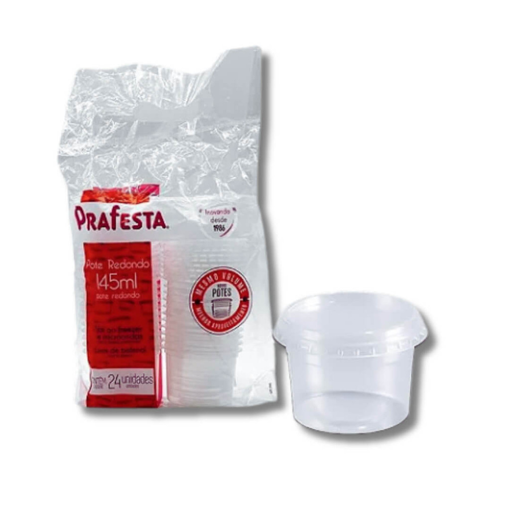 Pote Redondo C/ Tampa 145ml PraFesta c/ 24 unidades em Oferta na Shopee