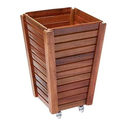 Vaso Cachepot de Madeira Cônico e Rústico 62cm p/ Decoração