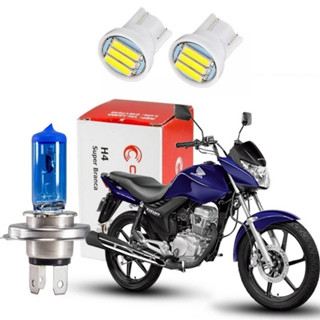 Lâmpada Super Branca H4 Moto Honda Titan Fan Cg 125 150 160 E Par De Pingo 3 leds em Oferta na Shopee