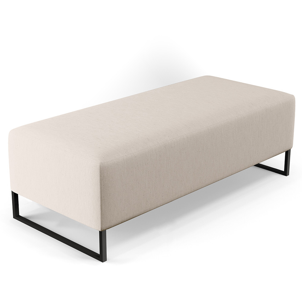 Puff Decorativo Sala de Estar Bali W01 Base Ferro 120x50 cm Linho Cru - Lyam Decor