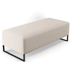 Puff Decorativo Sala de Estar Bali W01 Base Ferro 120x50 cm Linho Cru - Lyam Decor