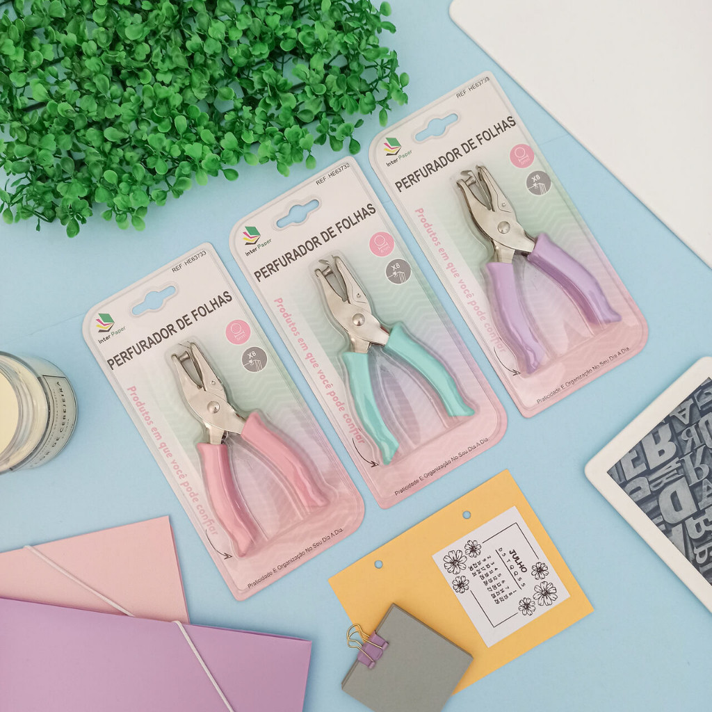 Furador de Folhas Alicate Perfurador De Papel 1 Furo 6mm- Interponte em Oferta na Shopee