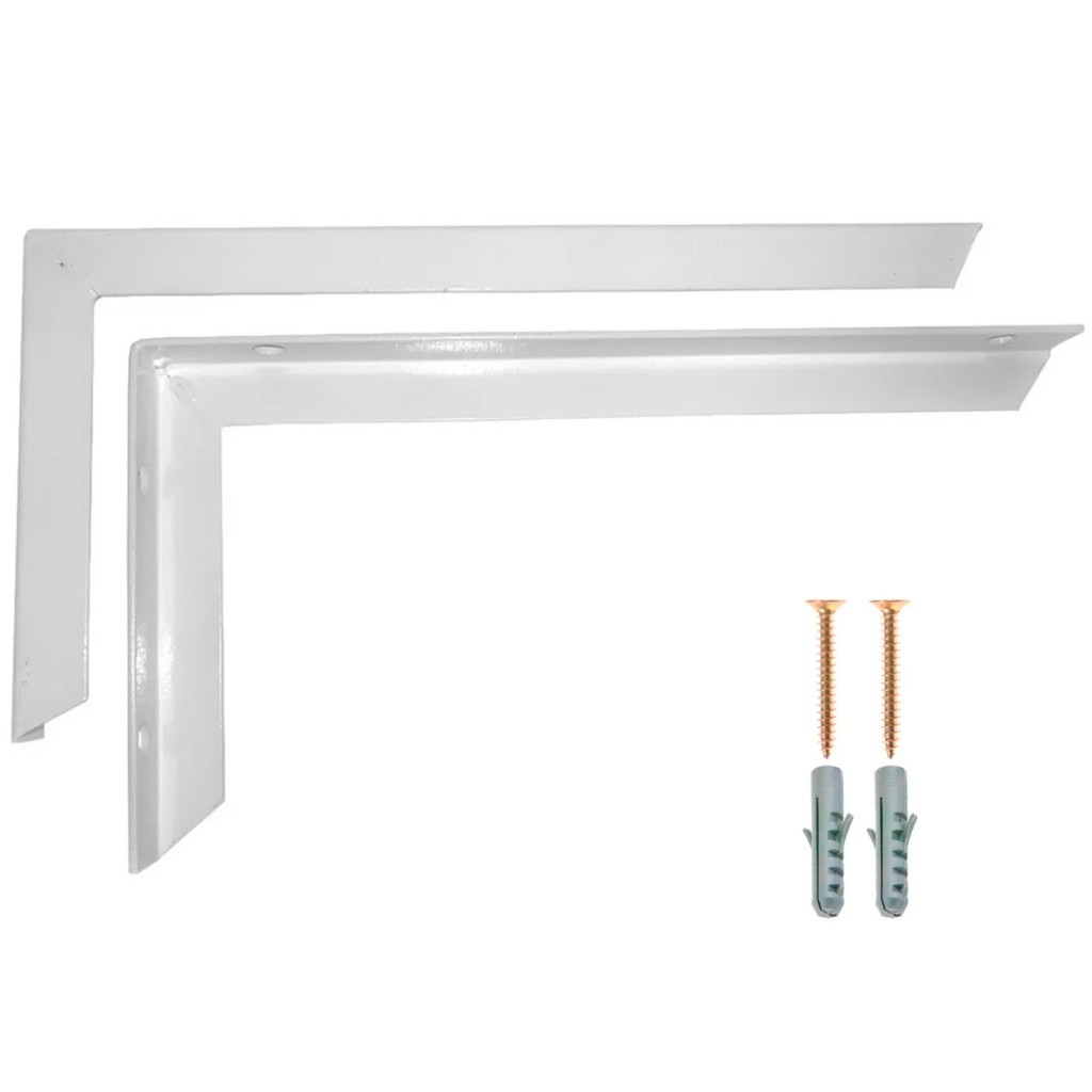 4 Suporte Mão Francesa Cantoneira Prateleira 50cm Branca
