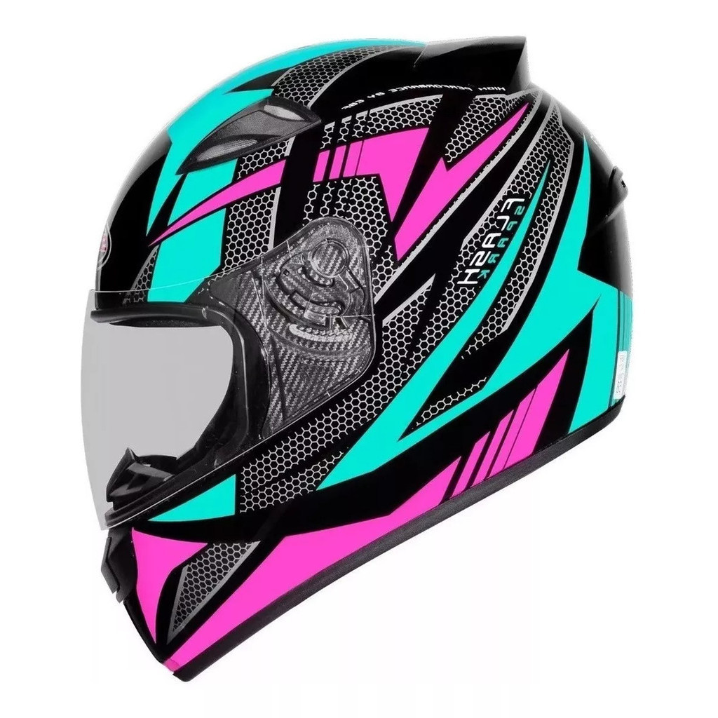 CAPACETE EBF SPARK FEMININO FLASH PRETO E TIFANY BRILHANTE