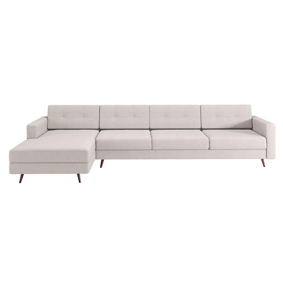 Sofá 4 Lugares Living com Chaise Esquerdo Pé Palito Linho Cotton Cru em Oferta na Shopee