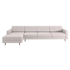 Sofá 4 Lugares Living com Chaise Esquerdo Pé Palito Linho Cotton Cru