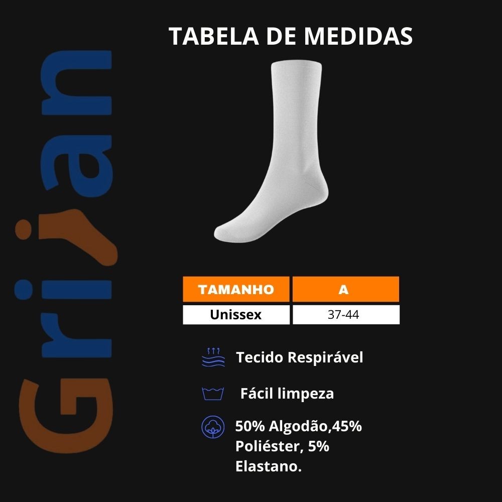 Kit 6 Pares de Meias Masculina Cano Alto 37 ao 44