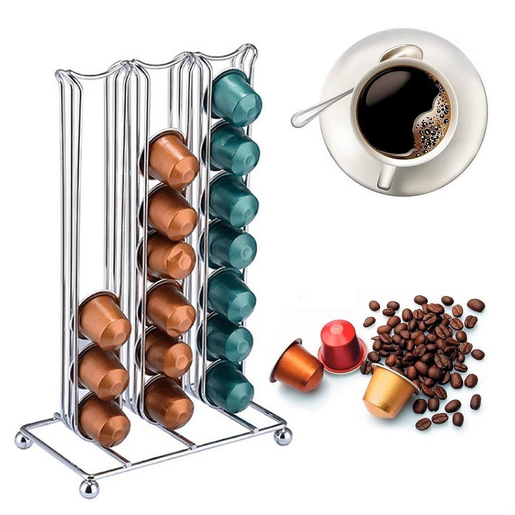 Suporte Porta 42 E 60 Pcs Cápsulas Café Torre Organizadora Inox