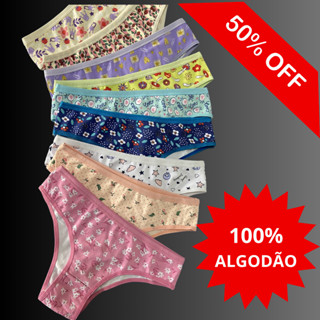 Kit C/10 Calcinhas Algodão Premium Feminina Estampado Conforto Lingerie Não Marca Anti Alergico em Oferta na Shopee