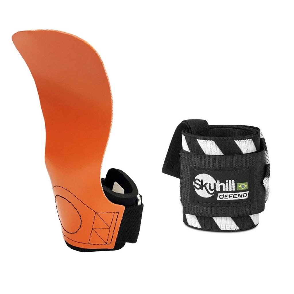Luva Palmar Hand Grip Competition + Munhequeira Elástica Defend - Skyhill