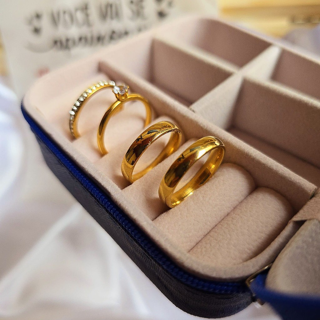 Kit aliança de casamento tradicional 4mm banhado moeda antiga + gravação + anel + aparador