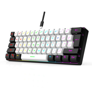 Teclado para jogos com fio 61-Key RGB Backlight Mini Compact USB-C Cabo de alimentação plugável em Oferta na Shopee