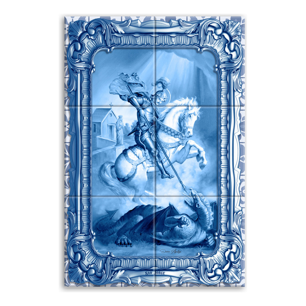 Quadro Azulejo Decorativo São Jorge Em Azulejo Est Portugues