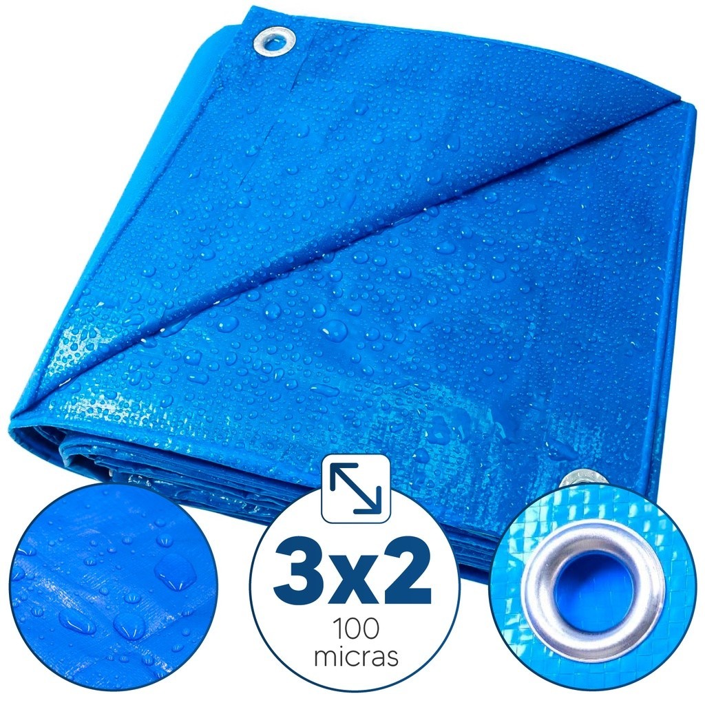 Lona Plástica Azul de Alta Resistência 3x2 Metros Impermeável com Ilhós em Oferta na Shopee