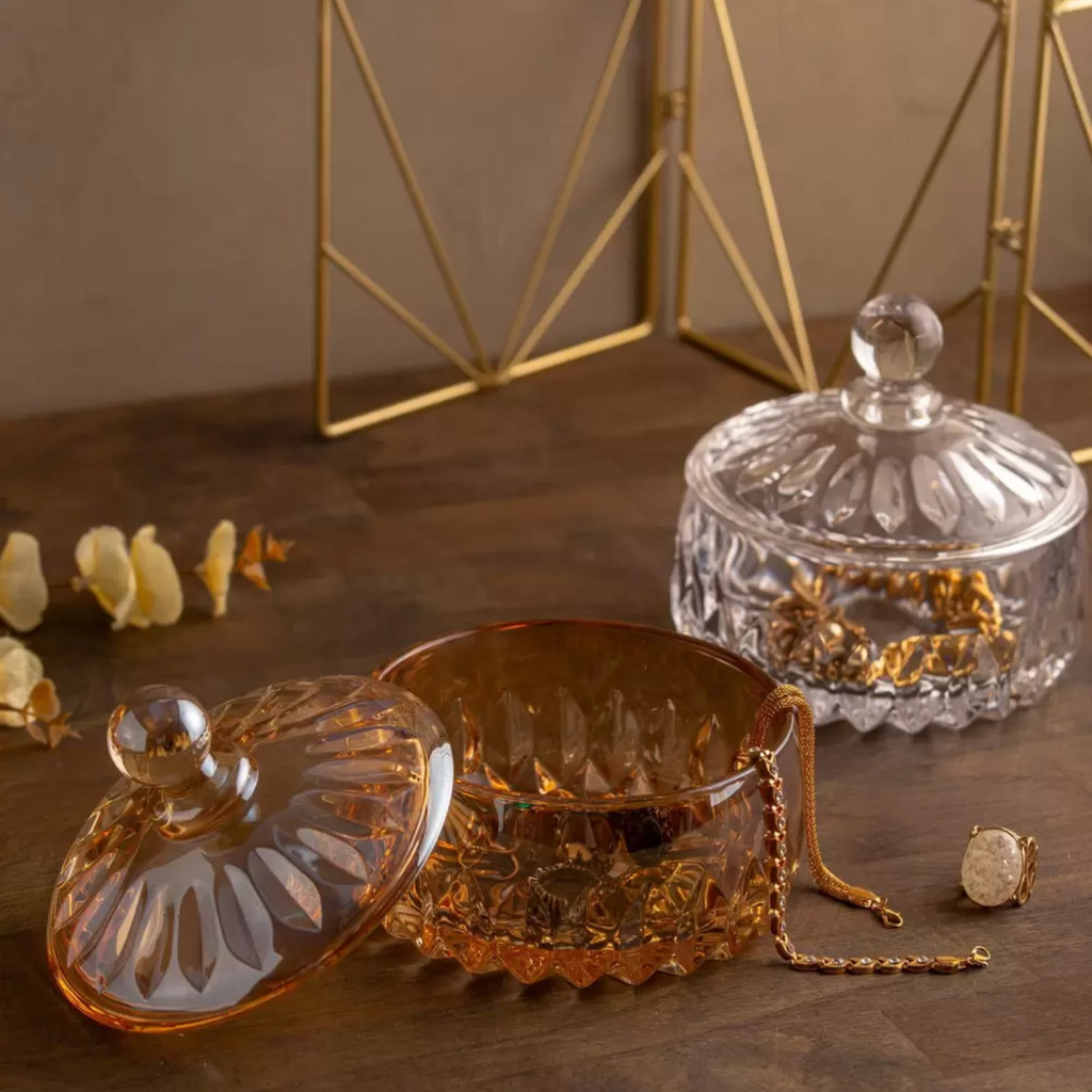 Detalhes do Potiche Baleiro Bomboniere de Vidro Cristal Doces Pé Queen c/ Tampa Decorativo Wolff