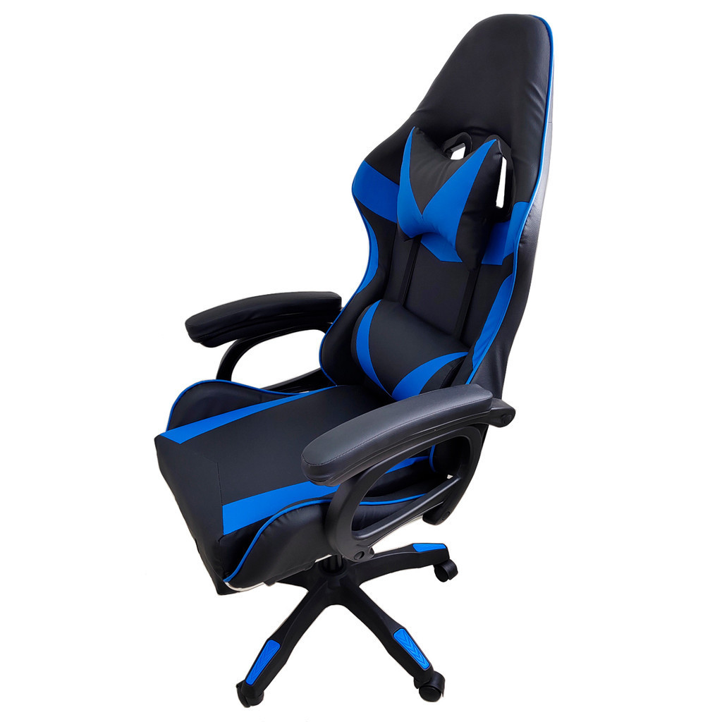 Cadeira Escritório Gamer Estofada Couro Sintético Azul