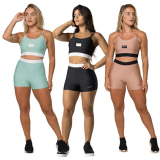 Conjunto Feminino Academia Suplex Poliamida Top e Short Com Elástico No Cós AVA Fitness em Oferta na Shopee