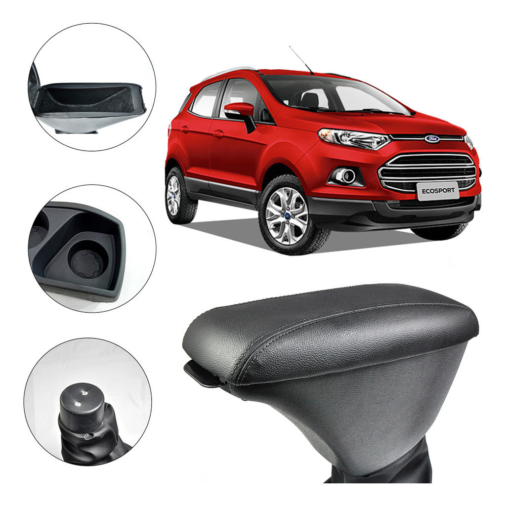 Apoio De Braço Encosto Nova Ecosport 2013 A 2021 Couro Preto
