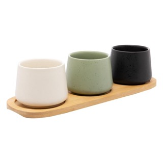 3 Bowls com Bandeja de Bambu 31cm x 10cm x 7cm - Lyor em Oferta na Shopee