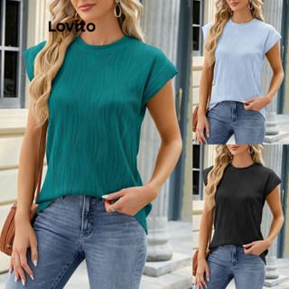 Lovito Camiseta Elegante De Tecido De Textura Lisa Para Mulheres LNL45108