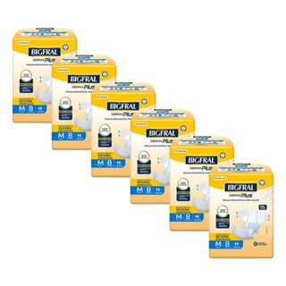 Kit 6 Fraldas Geriátricas Bigfral Derma Plus M com 8un cada em Oferta na Shopee