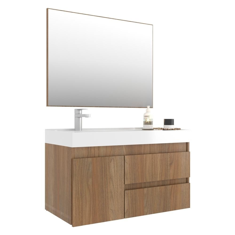 Gabinete Banheiro com Cuba e Espelheira 80cm Multimóveis CR10074 Noce em Oferta na Shopee